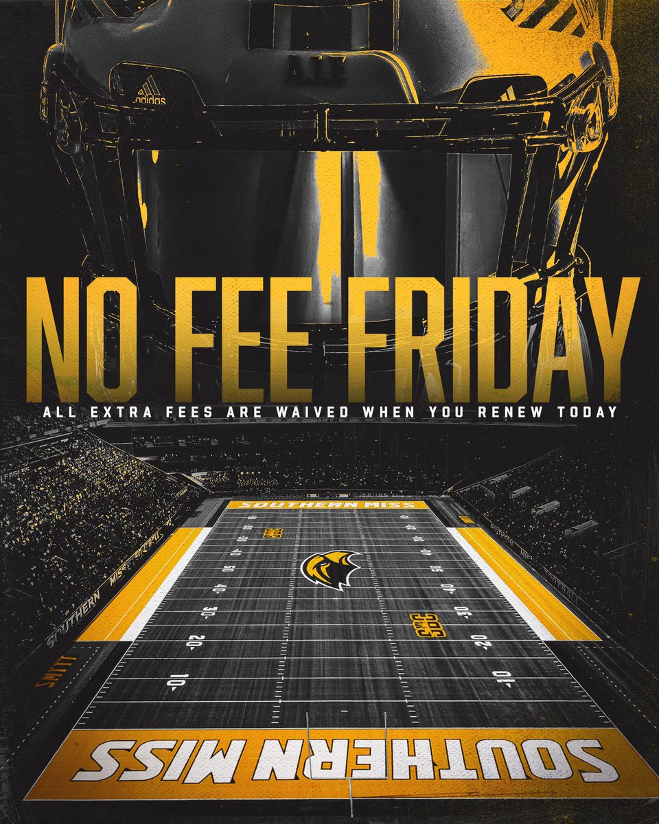 NO FEE FRIDAY 😎 Call the Southern Miss Ticket Office to renew your season tickets today and have all extra fees waived! ☎️ (800)-844-TICK (8425) #AIE | #SMTTT