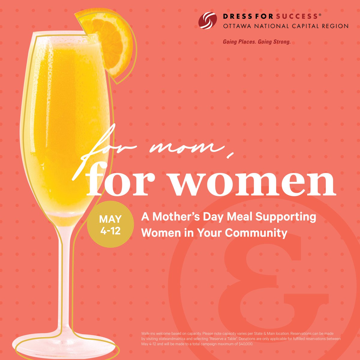 Let's make Mother's Day extra special! 🌷 From May 4-12, every reservation made at @stateandmain Gloucester means $10 goes straight to #DFSOttawa. Don't miss out on the chance to dine for a cause and celebrate Mom! Reserve your spot now at stateandmain.ca