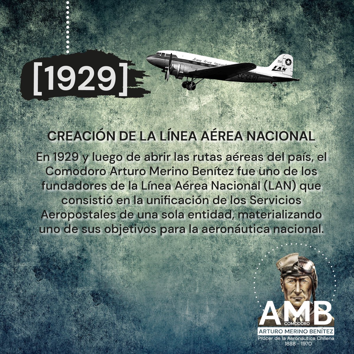 ¿Sabías que uno de los legados que dejó el Comodoro Arturo Merino Benítez a #Chile, fue la creación de la Línea Aérea Nacional? 🧐👇 @mindefchile @EmcoChile @subse_ffaa @SubseDefensa