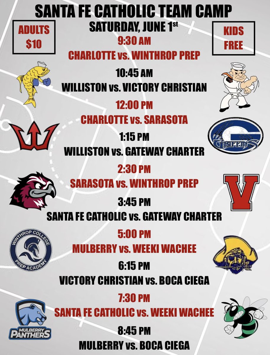 ***Breaking News***

Santa Fe has released its camp schedule. Victory and Mulberry will be in action as well

#polkhoops
#1SourceforPolkCountyHighSchoolBasketball