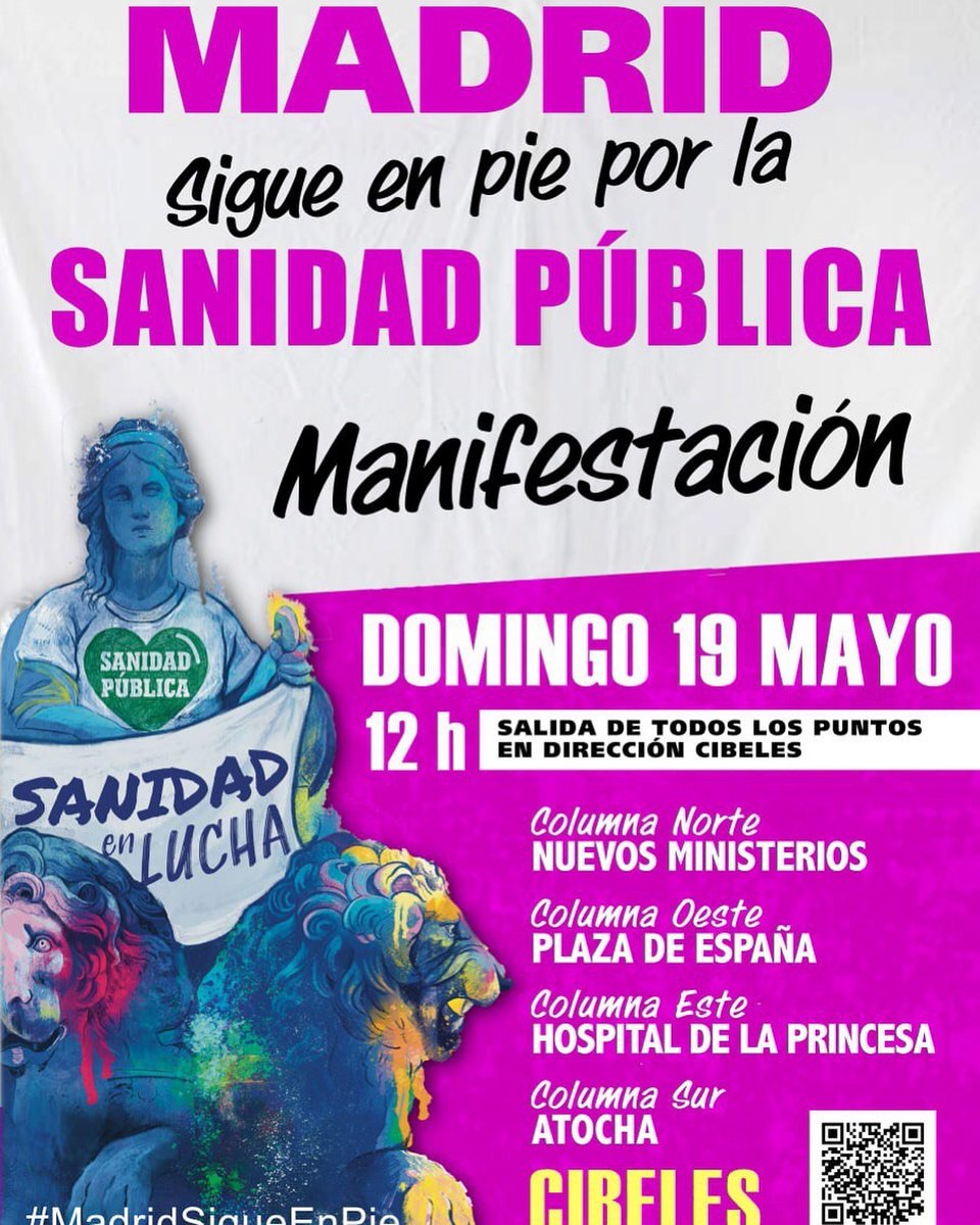 Madrid nos devolverá la dignidad, llenara las calles de dignidad para defender su #SanidadPública hoy moribunda, fruto de un plan consciente para su desmantelamiento progresivo en beneficio de la sanidad privada. Únete! @PODEMOS #MadridSigueEnPie