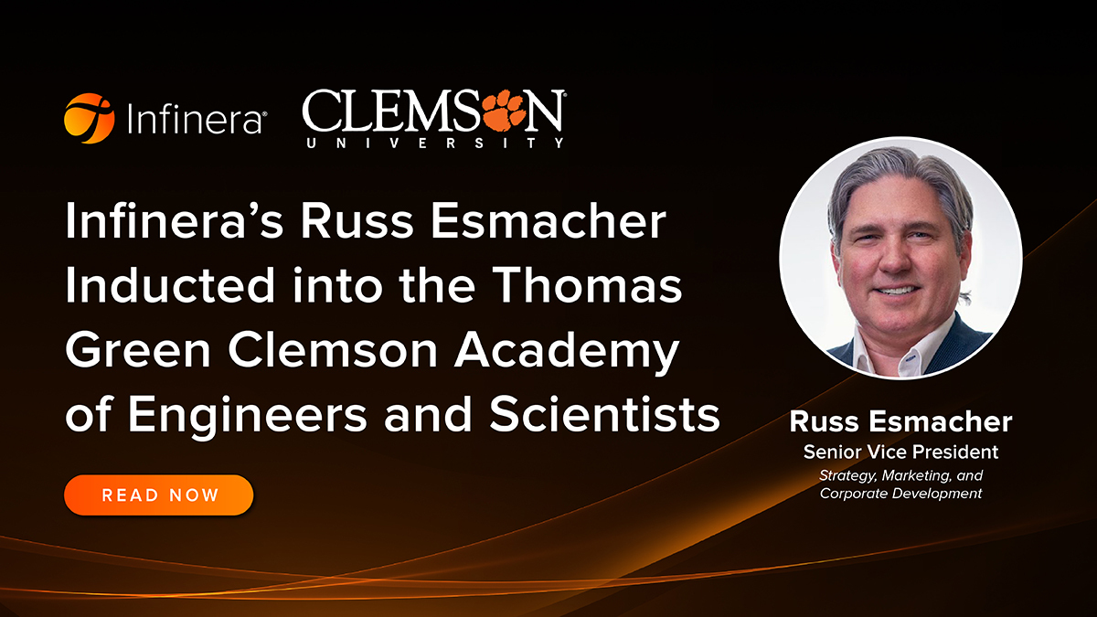 Congratulations to Russ Esmacher, Infinera SVP of Strategy, Marketing, and Corporate Development, for his induction into the Thomas Green Clemson Academy of Engineers and Scientists, the highest honor bestowed by @ClemsonCECAS. Find out more: bit.ly/4bk9mPh @ClemsonUniv