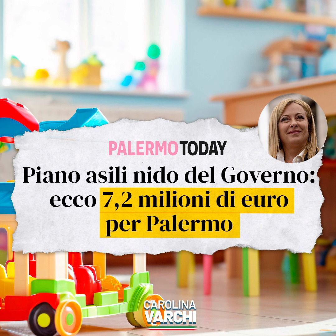 Quasi venti milioni di euro per gli asili nido siciliani, di cui 7,2 milioni per Palermo. Una misura concreta che dimostra l’attenzione del Governo #Meloni per le famiglie e per il sud. Un motivo in più, l’8 e il 9 giugno per scrivere Giorgia.