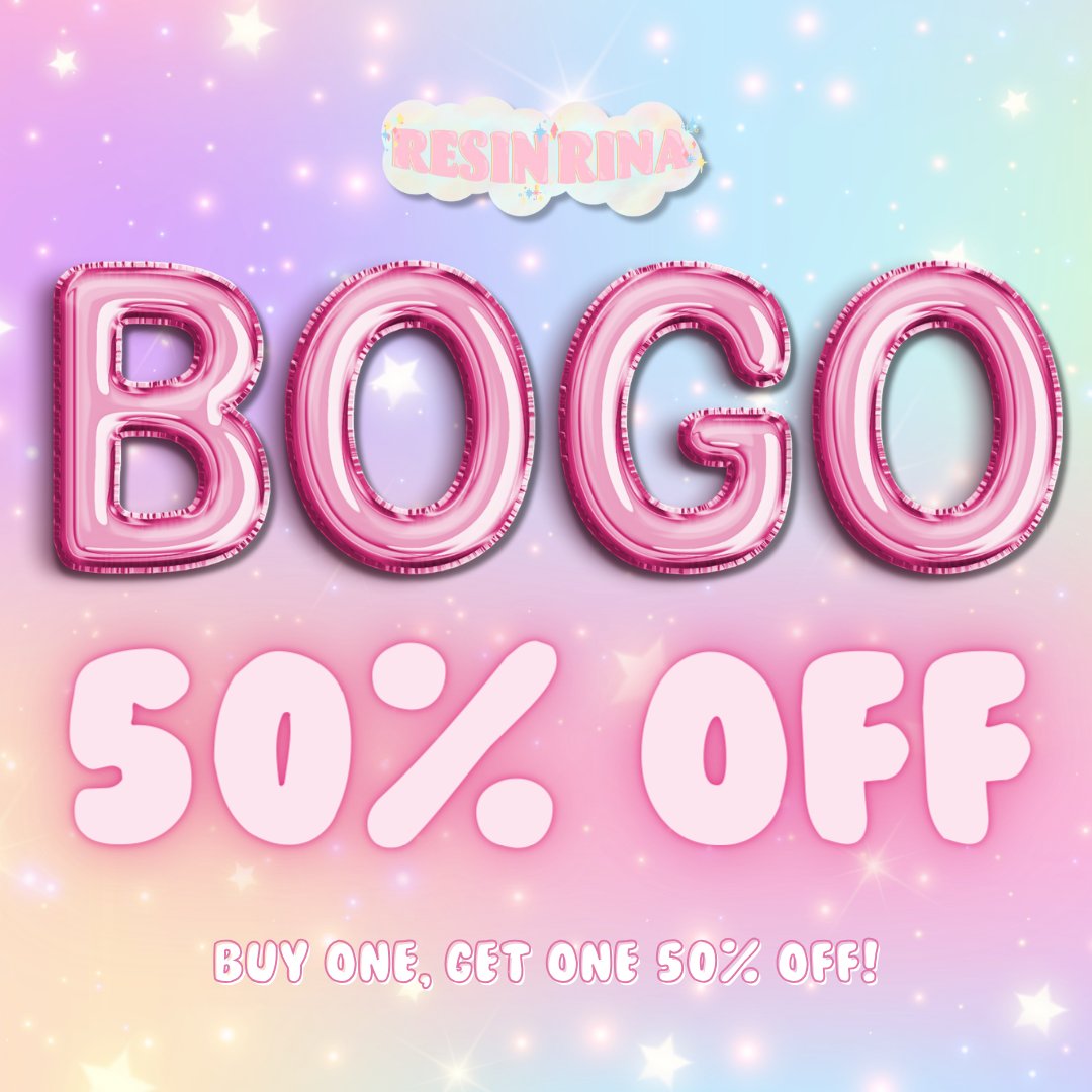 BOGO 50% OFF!!!! RESIN RINA IS 4 YEARS OLD 🧸

thank u for the support throughout the years 🫶🏻  we’ve come SUCH a long way since coasters but the jewelry i’ve made in 2024 has been my fav so far 💖

buy one, get one 50% off now through monday! ✨

resinrina.com