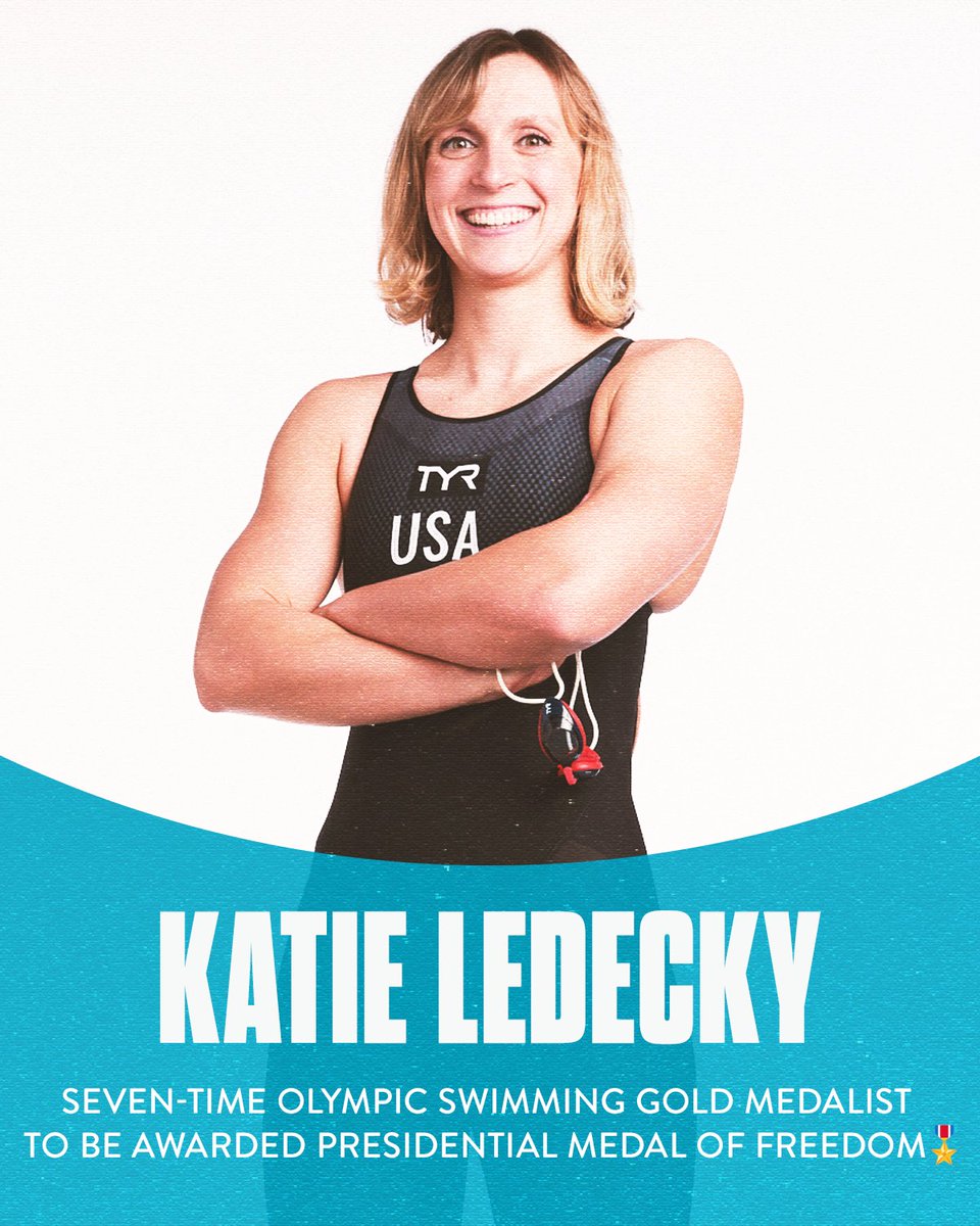 Katie Ledecky continues to inspire us. She becomes the second-youngest athlete to be awarded the nation’s highest civilian honor—after Simone Biles.