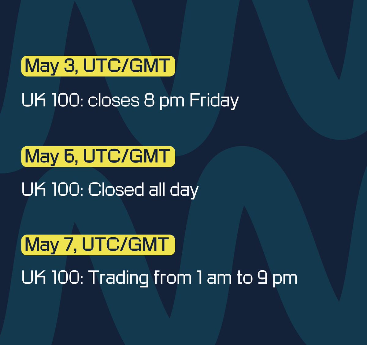 This week there are a few changes in the trading hours, take a look at the images, and adjust your schedules accordingly. Happy trading 💜