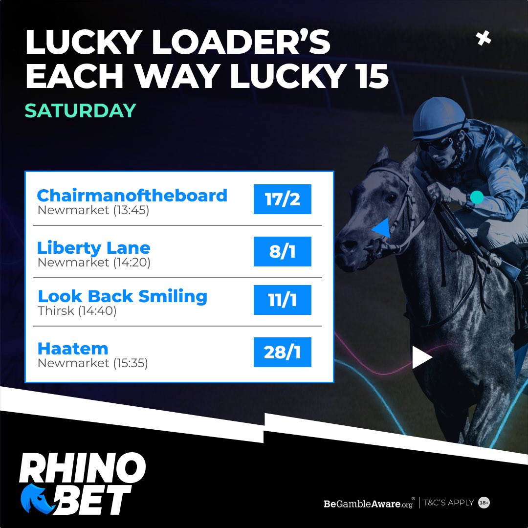 Here’s my EW Lucky 15 with @BetRhino for tomorrow’s racing at Newmarket and Thirsk 🐎

Hopefully we can have another good one!🤞

(18+ begambleaware.org)