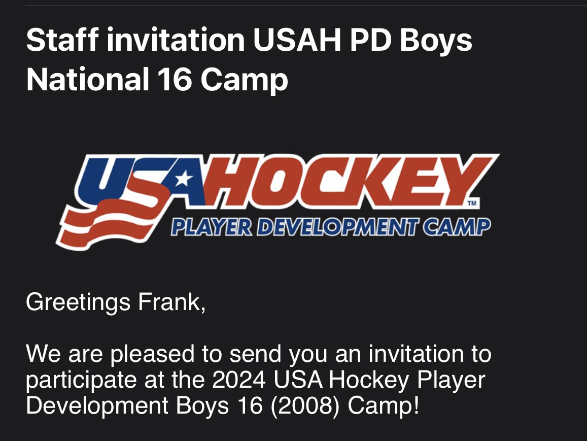 Excited and honored to be selected to work @usahockey Select 16 National Camp Festival.