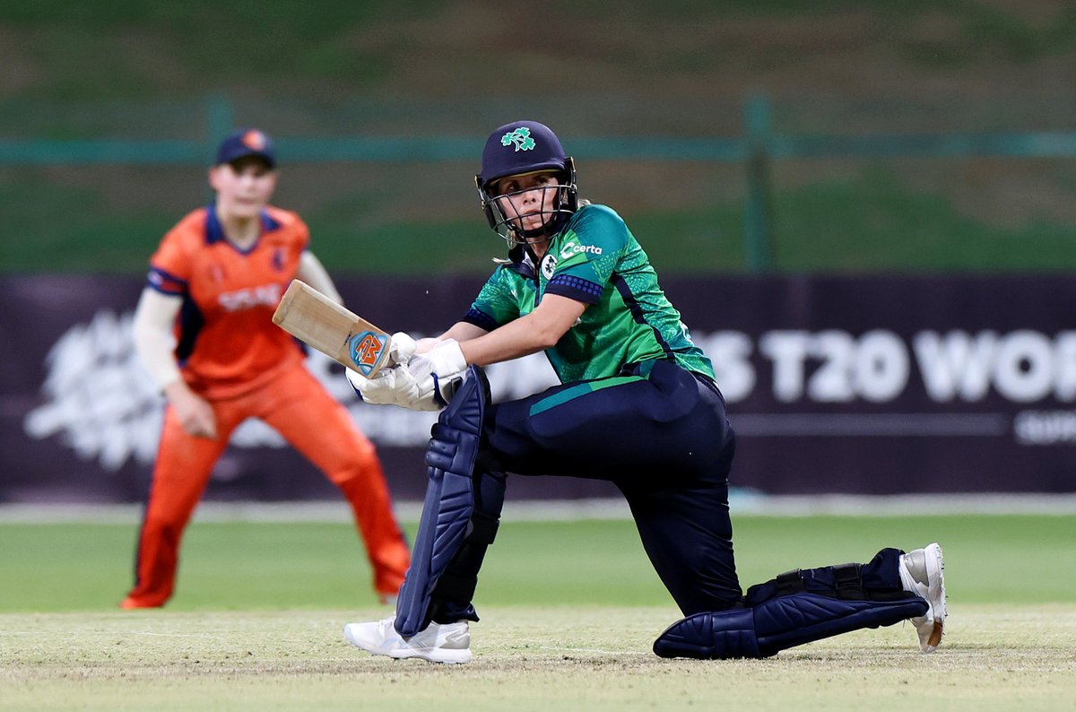 Richardson (22) and Delany (43) have brought up the 50-run partnership for the 5th wicket! 👏 ▪️ Ireland 105-4 (16.1 overs) SCORECARD: bit.ly/3WvGxeF WATCH: icc.tv #IREvNED #BackingGreen ☘️🏏