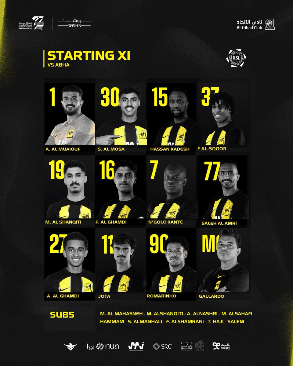 Ittihad vs Abha lineup 🟡⚫️