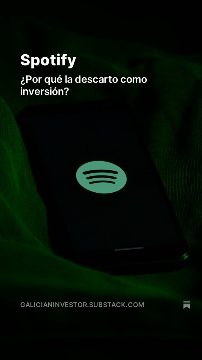 GaliciaInvestor's tweet image. *En abierto

¿Por qué descarto $SPOT como inversión?

A principios de este año, anuncié que una de las tesis que había programado sería la de Spotify. Las razones detrás de esta elección fueron las siguientes:

Spotify es una aplicación que uso casi todos los días, al igual que…