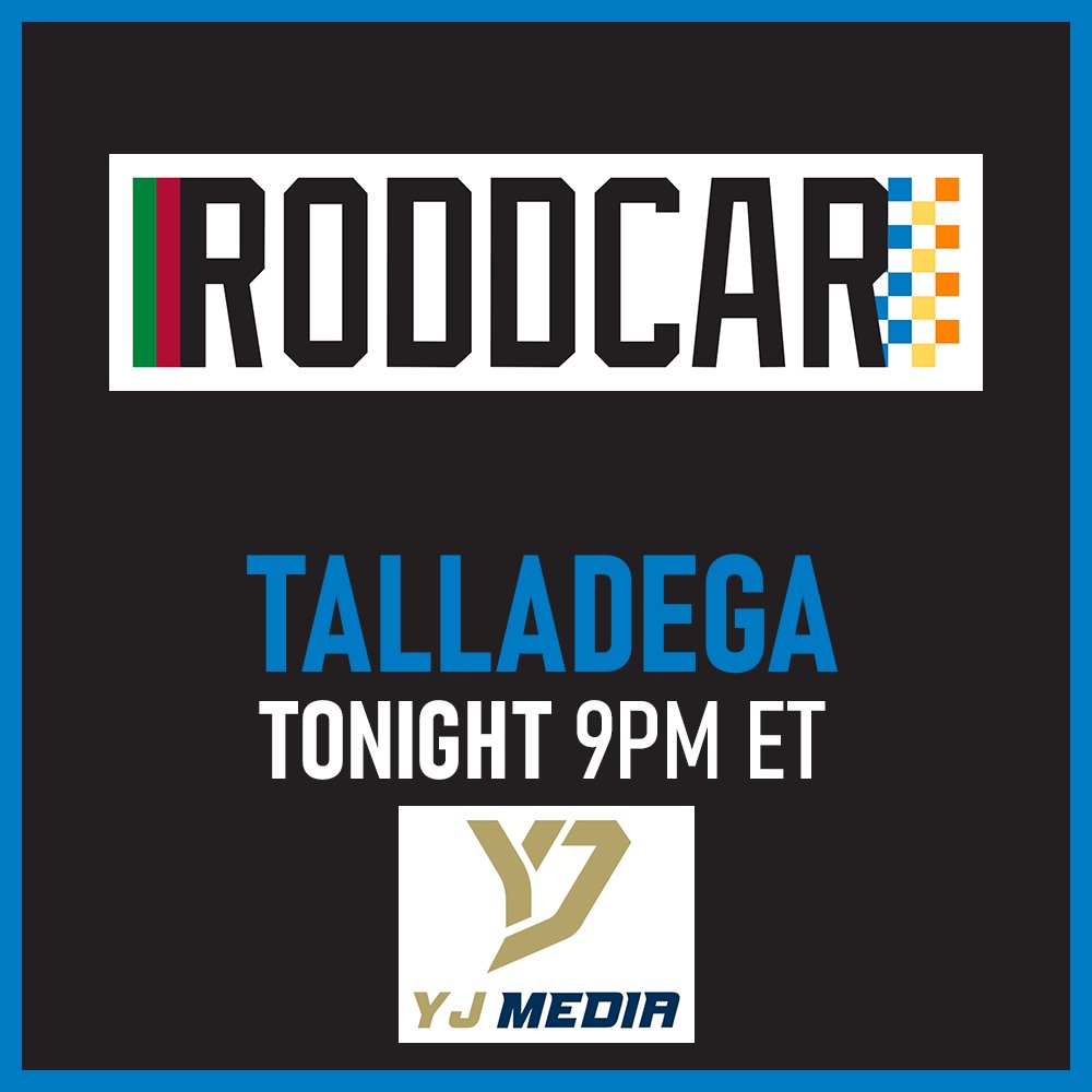 It's @RODDCAR Raceday! Race 5 of Season 32 is at Talladega. Tune into YJ Media @YJMediaGroup at 9pm ET! twitch.tv/YJMedia