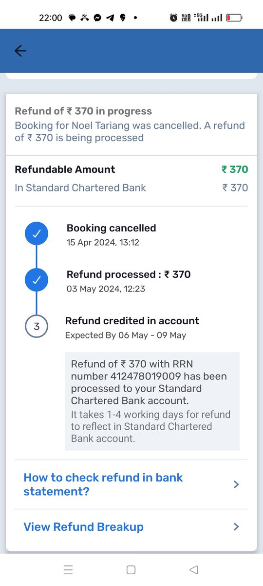 Flight was cancelled due to operational reasons Booking was cancelled by Goibibo team Goibibo team hd taken request for full refund unfortunately they r offering Rs 370 only,they r denying for full refund 
@goibibo @GoibiboSupport @EverestaLegal 
#ShameonGoibibo
#patheticService
