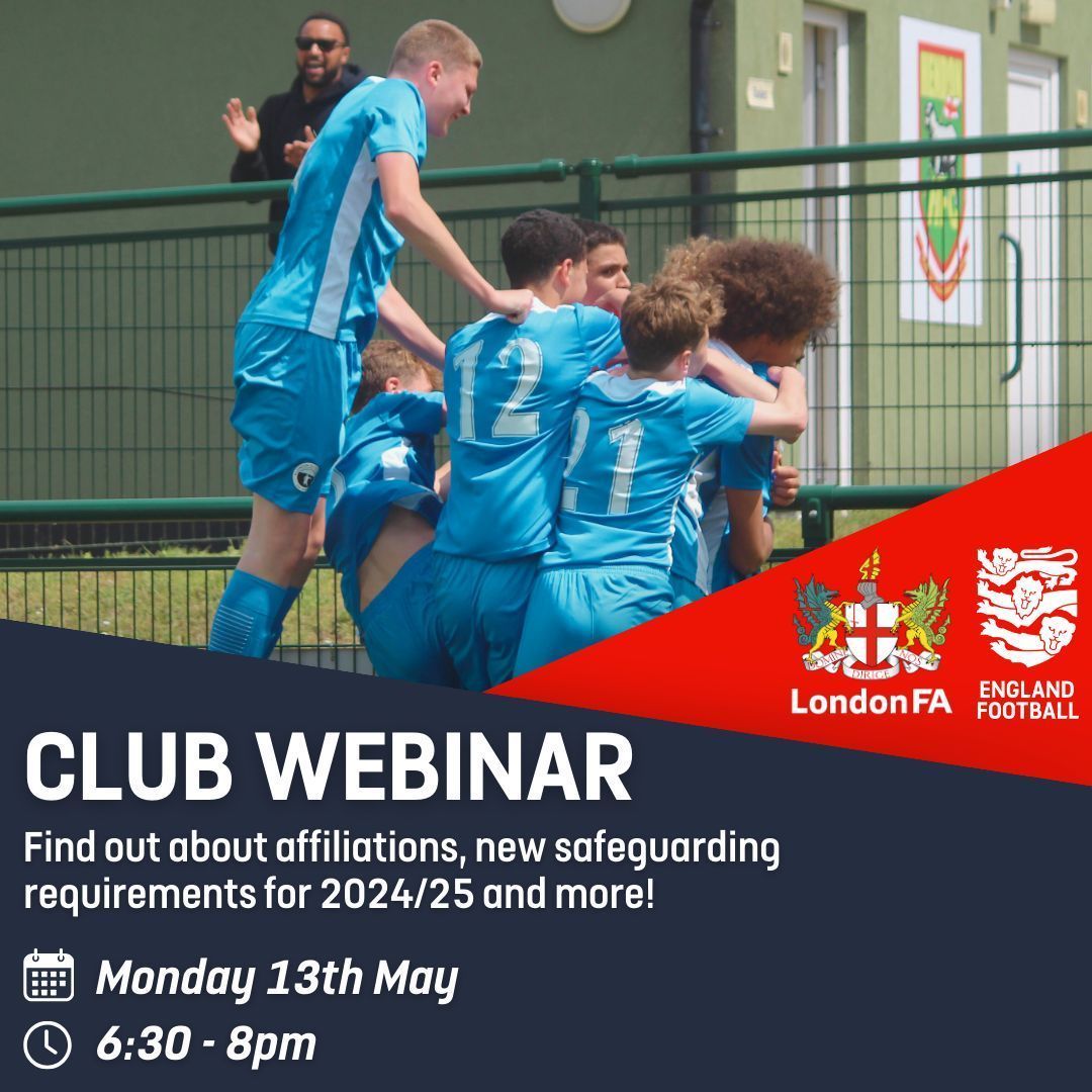 CALLING ALL CLUBS 📣 | Make sure you sign up for our upcoming Club Webinar to help you prepare for the 2024/25 season. ⚽ 📆 Monday 13th May ⏰ 6:30pm-8pm 💻 Microsoft Teams Register ➡️ buff.ly/4d9837y