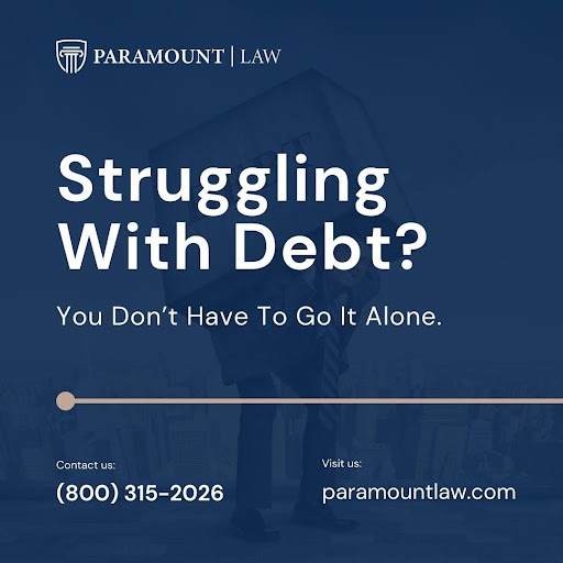 Struggling with debt? You don't have to go it alone.

Paramount Law can help you reduce your debt, deal with collectors, and create a brighter financial future.

Get an attorney on your side today!
📞 (800) 315-2026
🌐 paramountlaw.com

#DebtRelief #FinancialFreedom