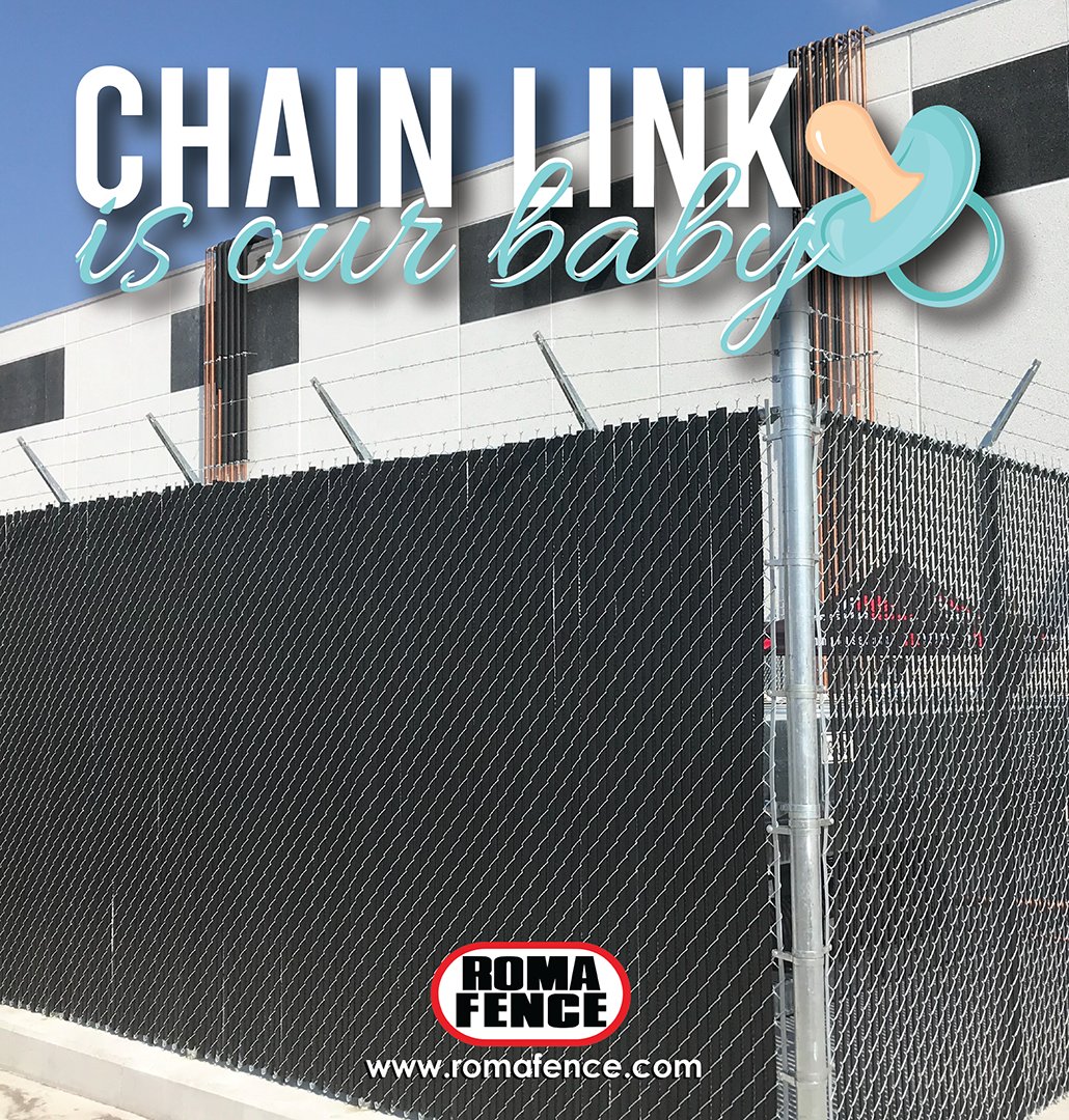 Chain link is our baby but sometimes our baby comes with accessories! Ask us about our Privacy slat options! 🛠️ #romafence #chainlinkfence #ontariofence