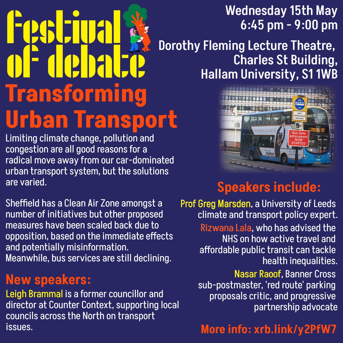 🚌🚲🚋 NEW SPEAKER date - join South Yorkshire Climate Alliance at the Festival of Debate this May to hear climate expert Prof Greg Marsden and a number of other speakers to discuss how we can Transform Urban Transport.