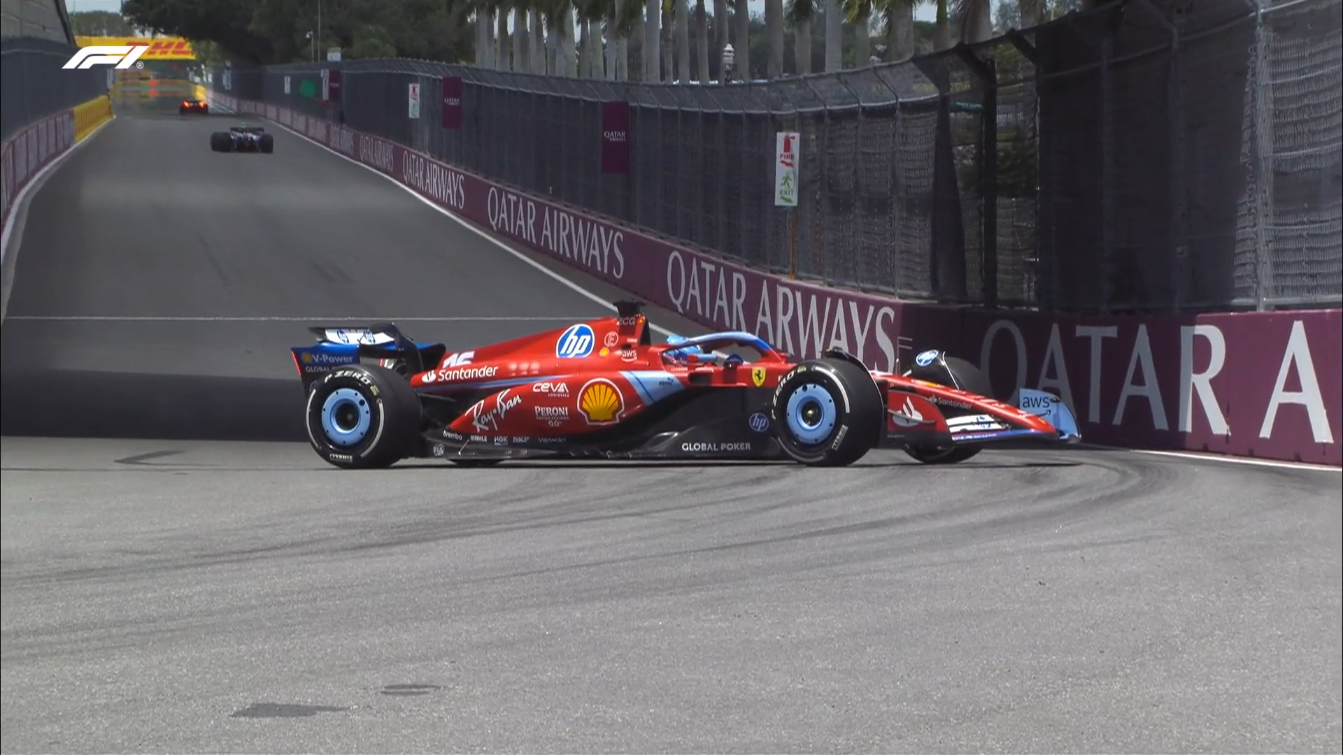 Onboard video Charles Leclerc spins his Ferrari SF24 car at Turn 16