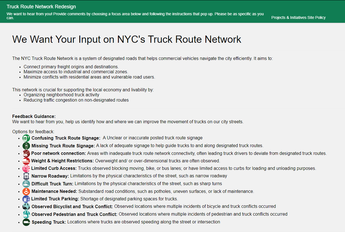 Thanks to @CMAlexaAviles, DOT will redesign the city truck route network to enhance safety, increase visibility, reduce traffic congestion, and improve the overall freight roadway network. Please participate in @NYC_DOT's feedback portal b4 June deadline: nycdotprojects.info/project/truck-…