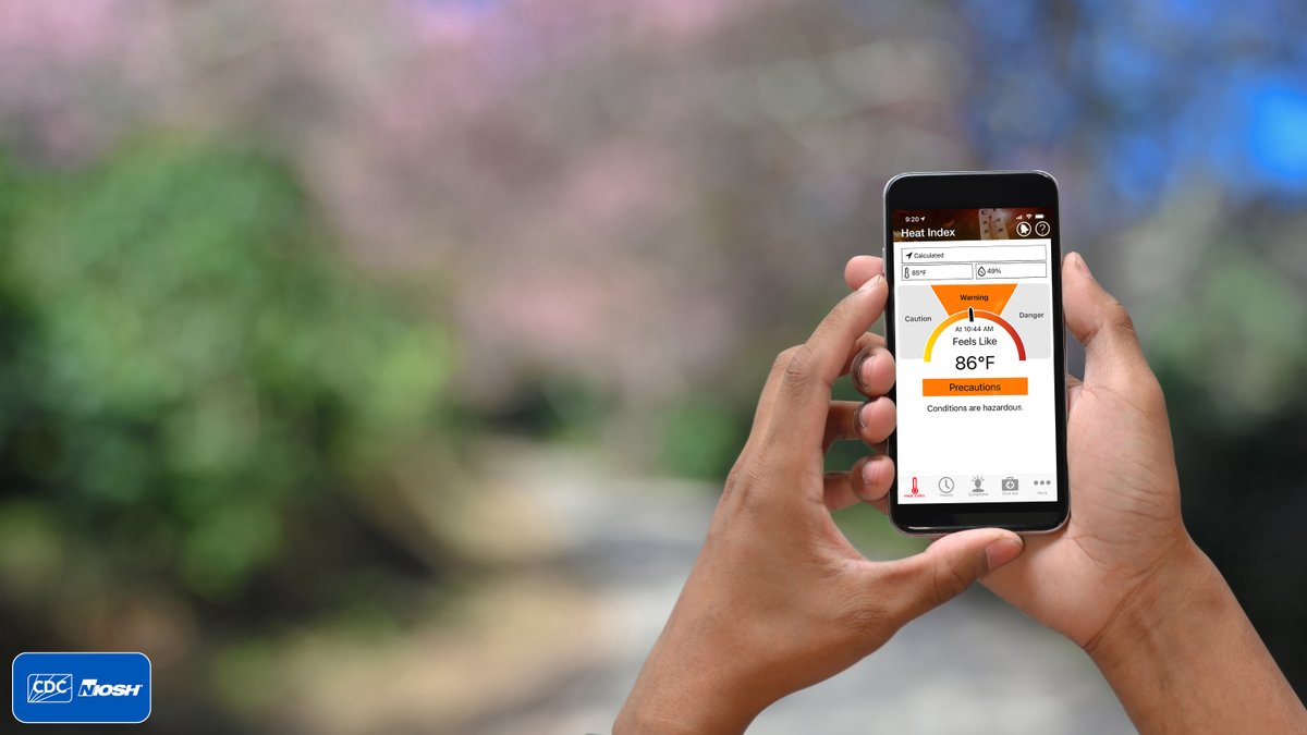 The @OSHA_DOL NIOSH Heat Safety Tool App features a real-time heat index and hourly forecasts, specific to your location, as well as occupational safety and health recommendations from OSHA and NIOSH. Download it today! bit.ly/3szQvvr #NIHHIS #HeatSafety