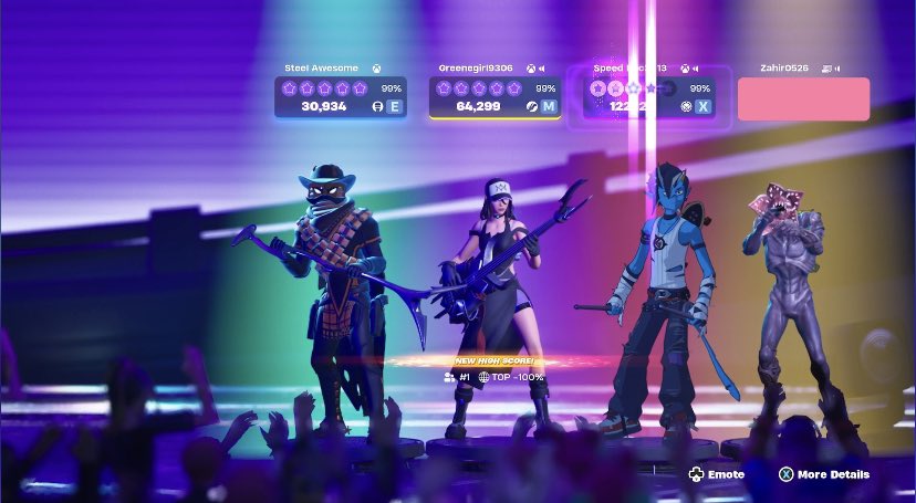 Rocking out Cantina Band with the Star Wars update on #Fortnite! One of my favorite songs!! Jam sesh later? 
🎶🎷👽🎶 
#StarWars #Festival #CantinaBand #HighScore #Top100 #GamerGirl