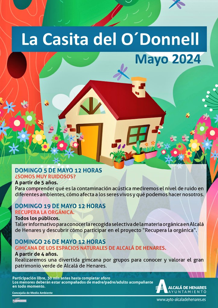 MEDIO AMBIENTE | ♻️ Este mes de mayo los más pequeños de Alcalá tienen una cita en la 'Casita del O´Donnell' con actividades para aprender más sobre la contaminación acústica o la separación de residuos. ℹ️ ayto-alcaladehenares.es/este-mes-de-ma… 👨‍👩‍👧‍👦‼️PARTICIPA‼️ #AlcalaDeHenares…