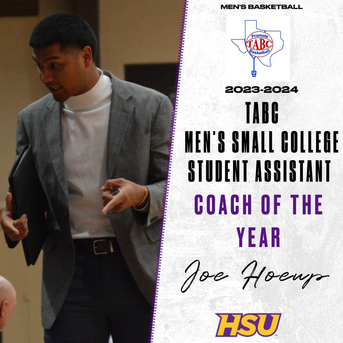 Congrats to Joe Hoeup on being named the TABC Men's Small College Student Assistant Coach of the Year 🤠