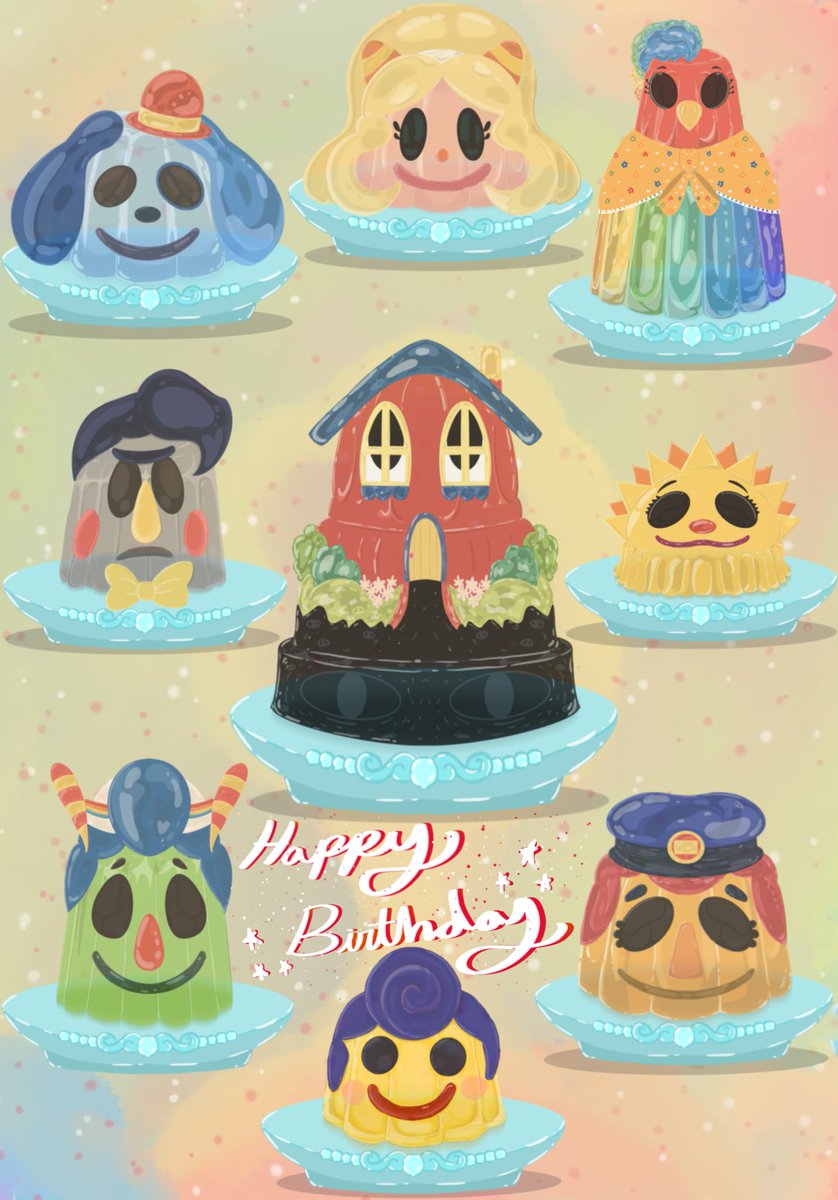 Happy birthday to @_PartyCoffin_ 
I got inspired to make the whole cast into cute jello desserts. I had tons of fun coming up with each design. May you have a wonderful birthday 🎂 

#WelcomeHome #welcomehomefanart #welcomehomeart #WallyDarlingfanart #barnabyBbeagle