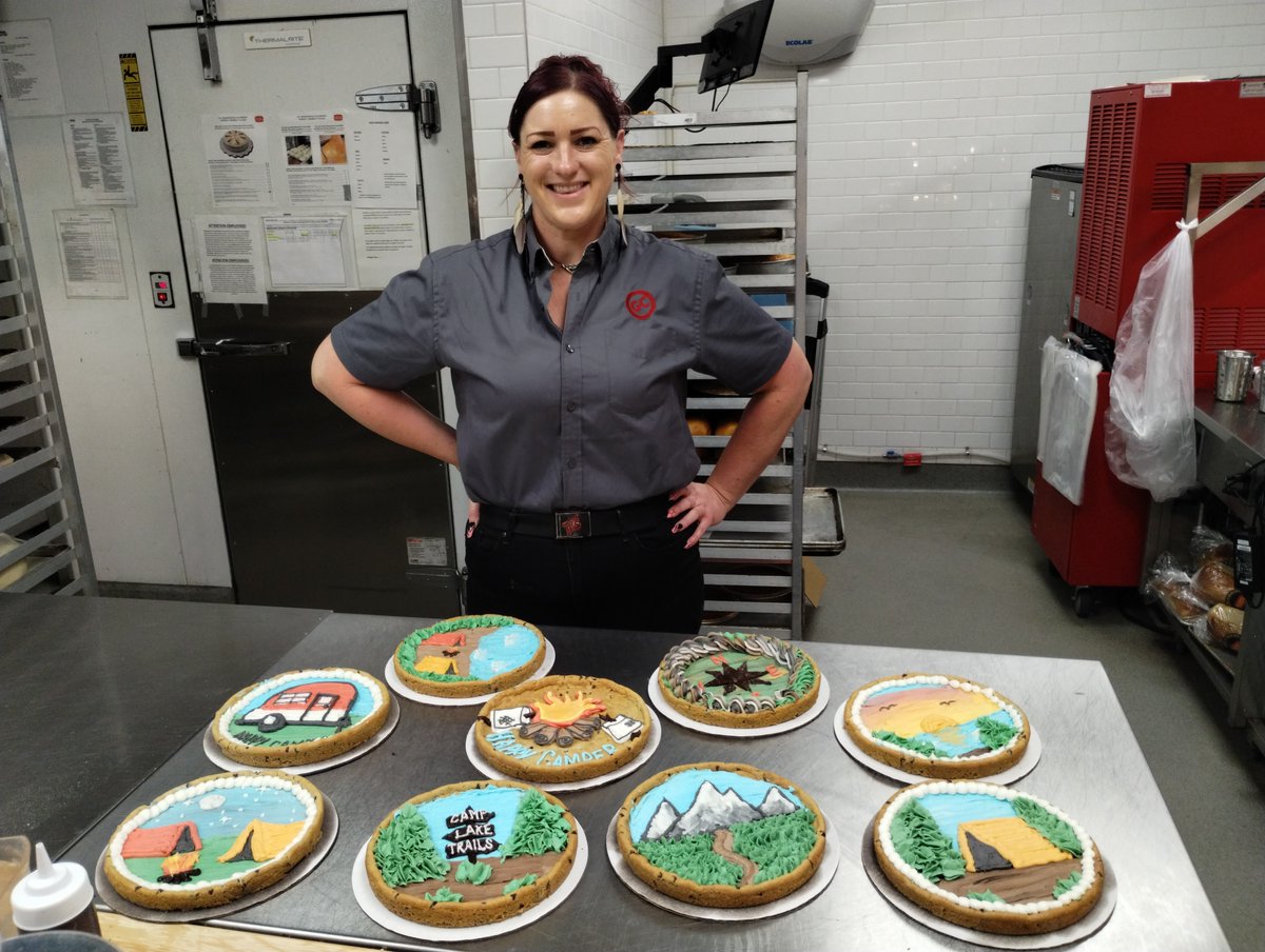 Who doesn't love cookie cake?! Meet the super creative Sam Shakotko, Lead Baker at Moreno Valley, CA. She baked these for a donation bake sale that captures all the fun and excitement that kids experience at Camp Corral. 

To learn more or donate, visit campcorral.org