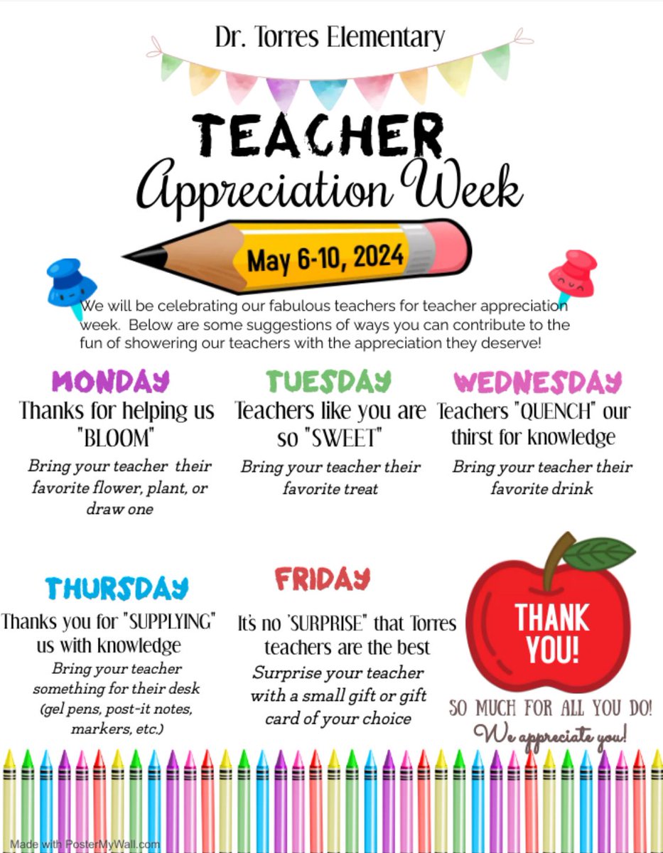 Help celebrate your childs teacher next week. #TeacherAppreciationWeek