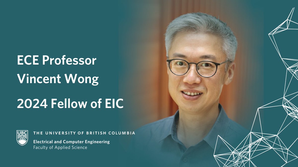 Congratulations to ECE Professor Vincent Wong, who has been inducted as a 2024 Fellow of the Engineering Institute of Canada (EIC)! Learn more about Professor Wong’s EIC Fellowship at ece.ubc.ca/ece-professor-…