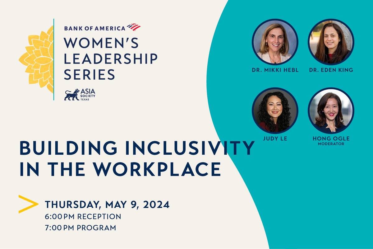 This Thursday, join us to explore the science and practices behind impactful diversity and inclusivity in the workplace through an author talk and panel discussion presented as part of our @BankofAmerica Women's Leadership Series. » asiasociety.org/texas/events/b…