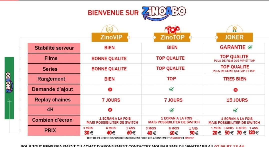 Pour des abonnements de qualité vous avez parmi les top l'ami @ZinoAbo_TV Vous pouvez le contacter par WhatsApp⬇️⬇️⬇️⬇️⬇️