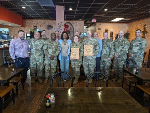 Earlier this week, we said farewell to the now MAJ Gabriel Bull and CW4 Christopher Cronen.  Also, SFC Brown received his induction into The Honorable Order of Saint Barbara!

#firsttofire #cft #ada #airdefenders