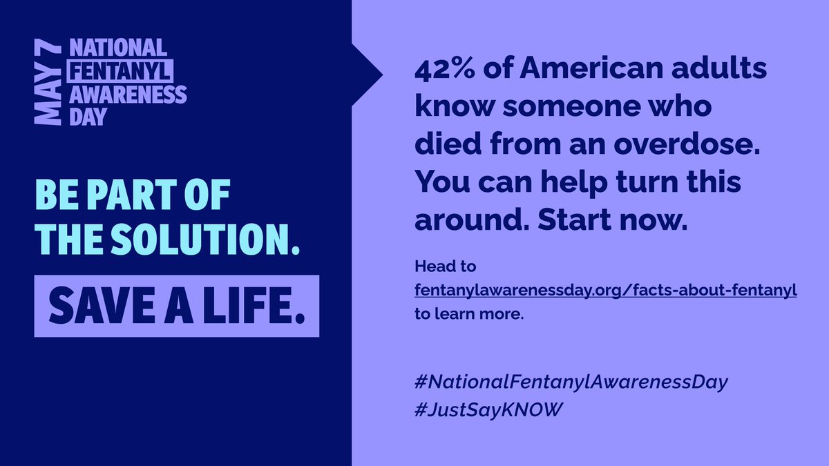 42% of American adults know someone who died from an overdose. This National Fentanyl Awareness Day, join our coalition and be part of the solution and save a life by visiting fentanylawarenessday.org. #NationalFentanylAwarenessDay