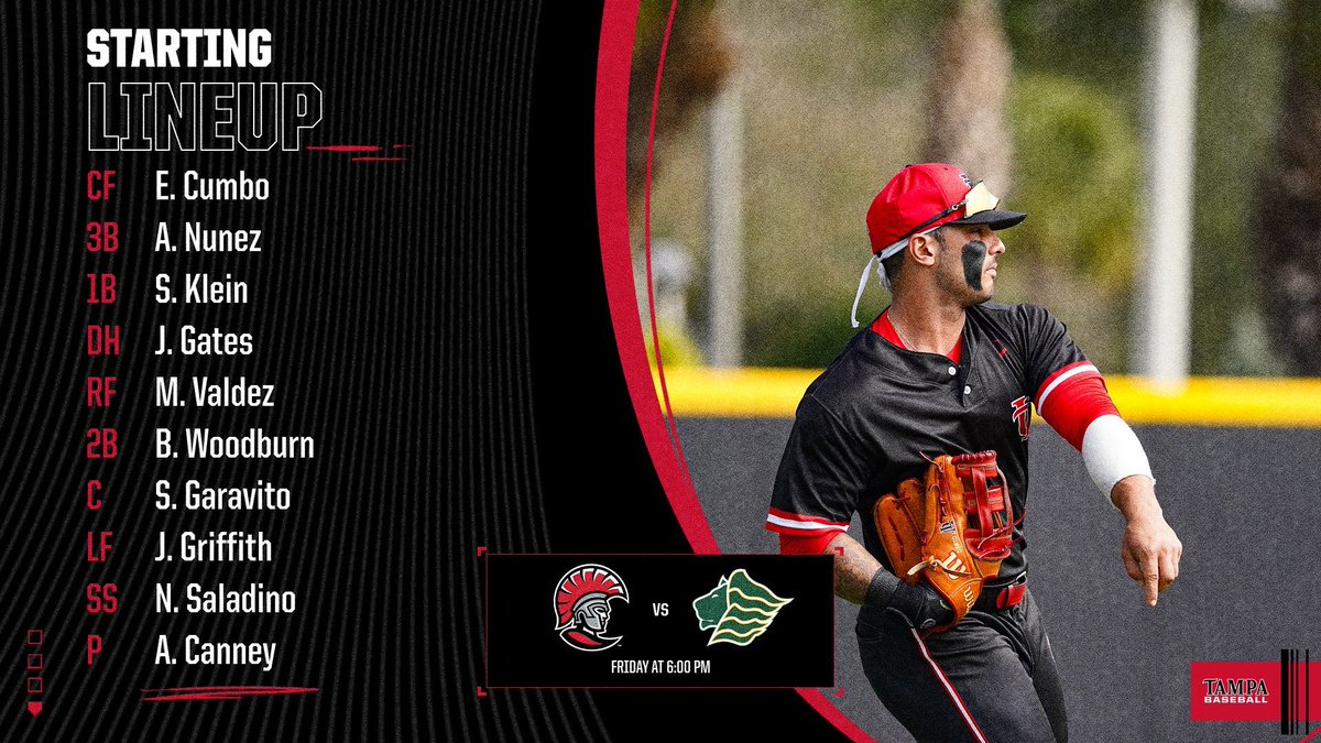 Starting 9️⃣ behind Alex Canney❗️ #TampaBaseball⚾️ #StandAsOne🛡️