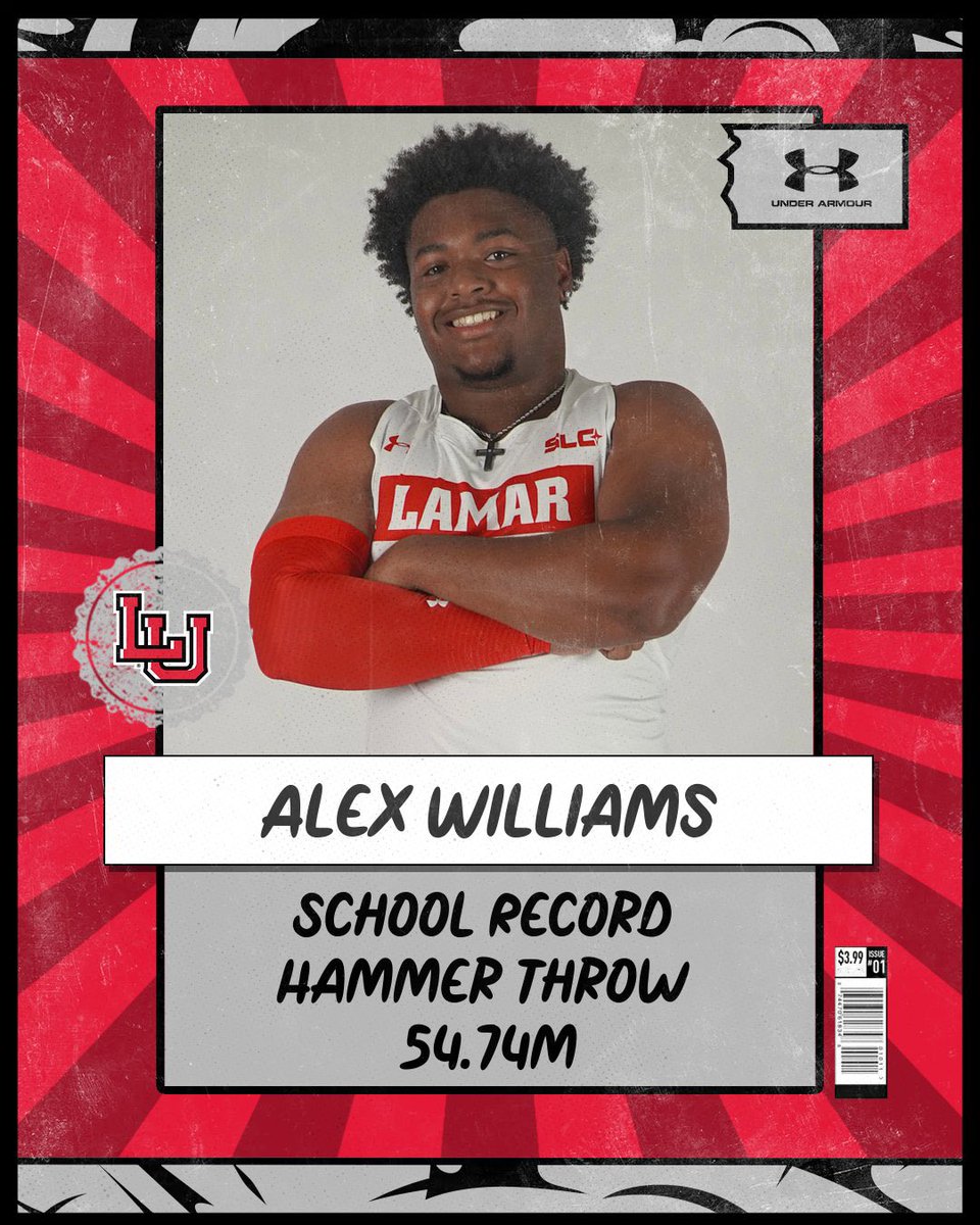 🚨 SCHOOL RECORD 🚨

@_Alexwilliams3 smashes his hammer throw PB to break his own school record yet again, launching it 54.74m (179’7”). He placed 6th amongst a highly competitive field!

#DefendTheNest #PeckEm 🔴⚫️⚪️