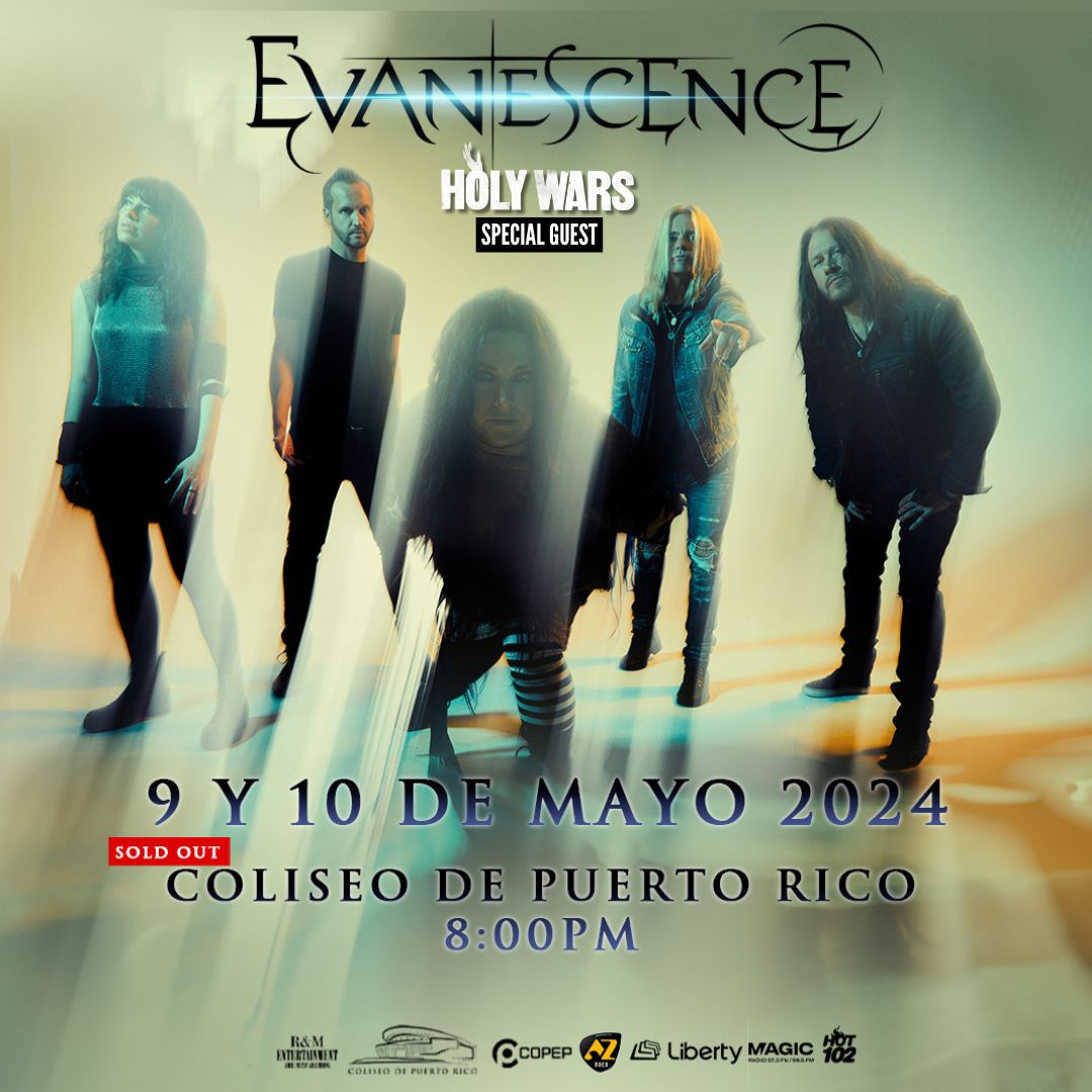 So stoked to have @holywarsmusic join us for BOTH Puerto Rico shows!! 🇵🇷 There are still some tickets for the second night available, get yours in the link below.   evanescence.com/evanescence-sh…