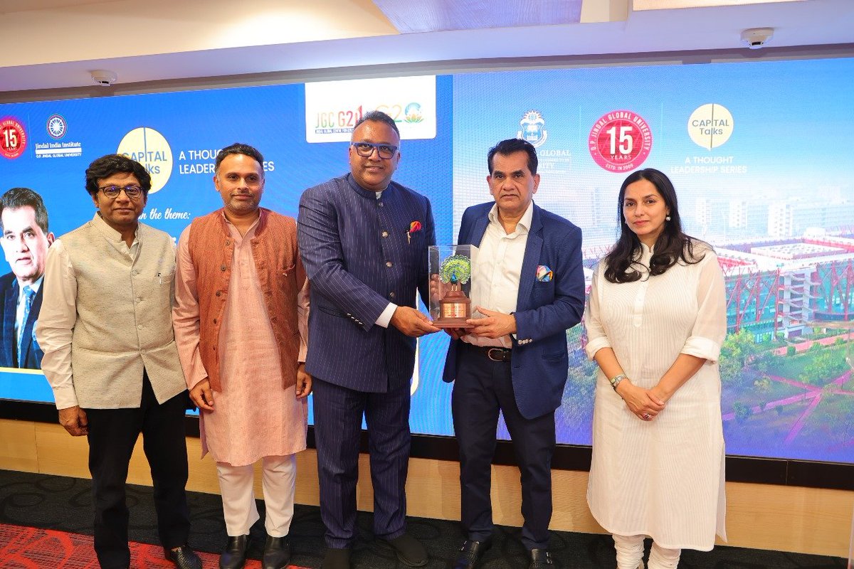 jii_india's tweet photo. Thrilled to share the success of our 3rd #CapitalTalks on "India on the High Table - Leadership in G20" feat. @amitabhk87 , 🇮🇳's G20 Sherpa & Former CEO @NITIAayog
#ThoughtLeader #India #G20 #JGU https://t.co/sjqq8d4tKf