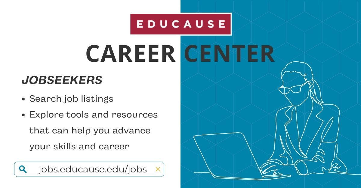 Looking for a job in #HigherEd? Good news: the EDUCAUSE Career Center can help you find what you need in the broad field of technology in higher education. Along with job listings, you'll find plenty of job seeker resources to help you advance your career. buff.ly/42B9Kpo