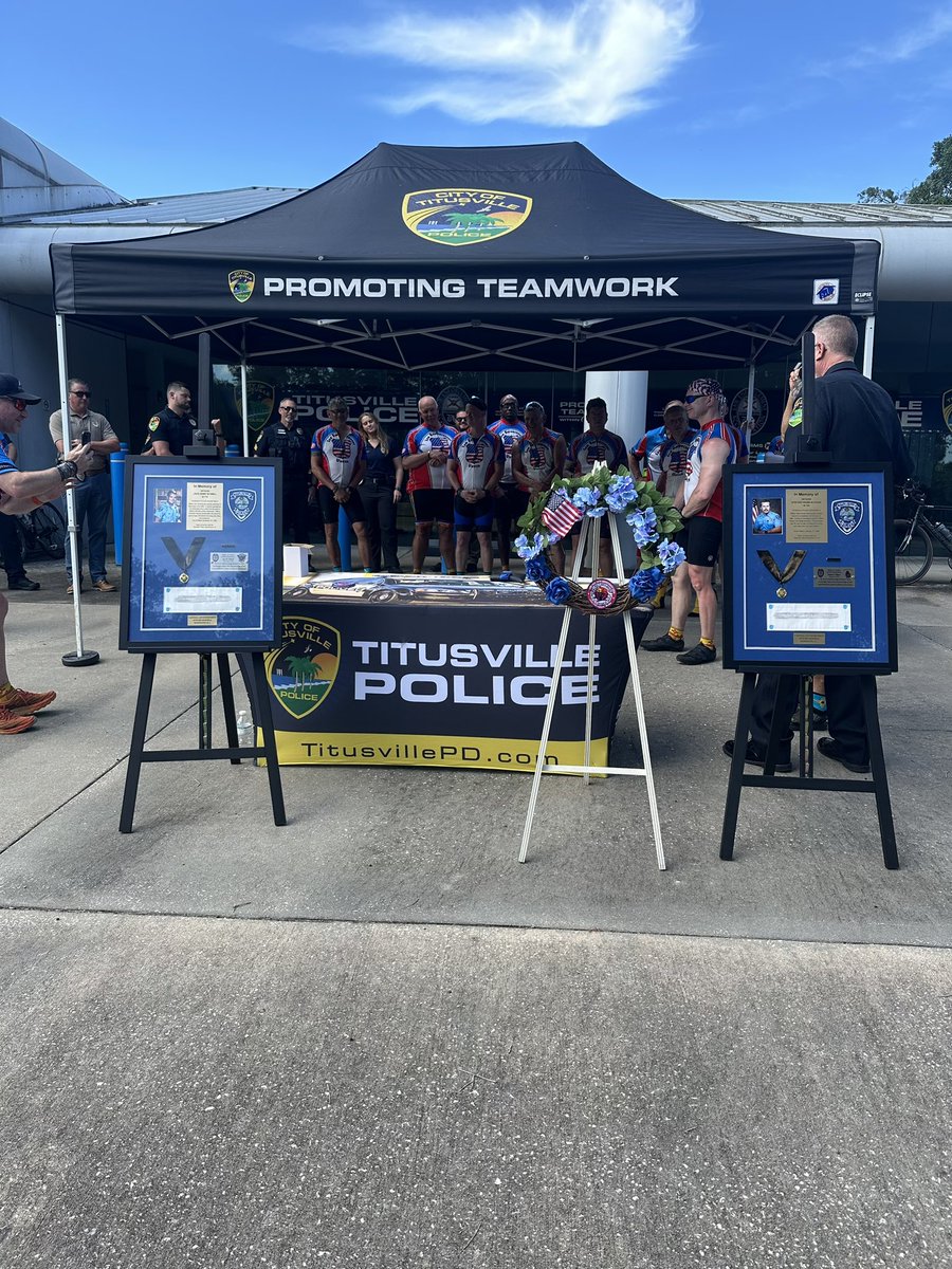 Law Enforcement United (LEU) Long Ride Memorial team of cyclists stopped @ TPD. LEU riders cycle across the country with a final destination in Washington D.C. during National Police Week (May 12-18) to honor, & offer support for fallen officer’s families. #NationalPoliceWeek