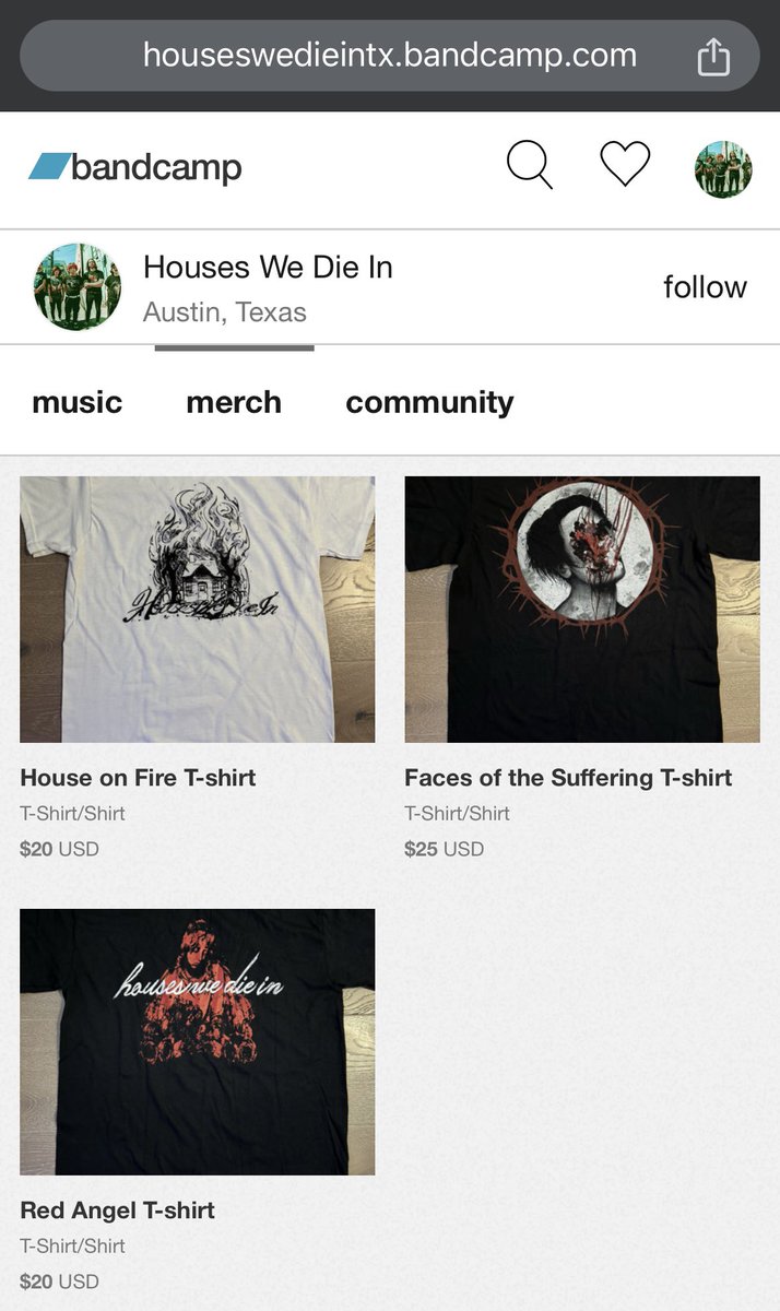 bandcamp friday + new shirt design on the store ++ free download of apparitions if you buy something 🏠👻