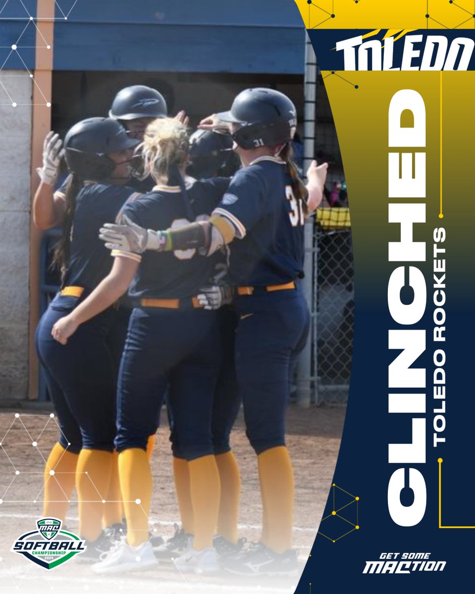 The Rockets are IN!✅ Based on today's results, @ToledoSoftball has officially sealed its spot in the upcoming MAC Softball Championship in Akron, OH! 🚀 🎟: tinyurl.com/ftfspwbe | #MACtion