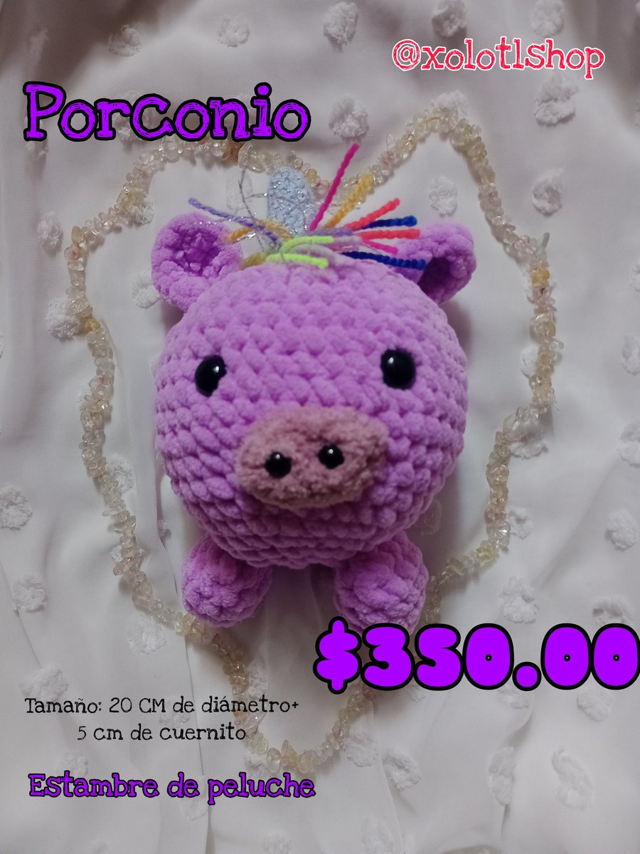 Y está aquí el pequeño Porcornio disponible y en venta , #amigurumi entregas en Cdmx , o envíos a toda la república