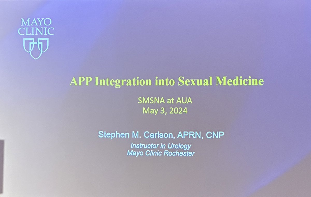 Fantastic presentation by Stephen Carlson, APRN, on integrating APPs into Sexual medicine! 💪🏾💪🏾👏🏽#AdvancedPracticeProviders @MayoUrology @SMSNA_ORG
