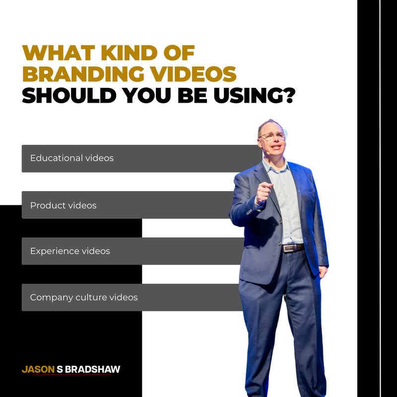 🎥 We live in a time where videos are more preferred by users than photos or text.

Learn to apply these types of branding videos to reach more of your target audience. Which video do you find helps the most?

#JasonsBradshaw #CX #BX #PX #EX #BrandExperience