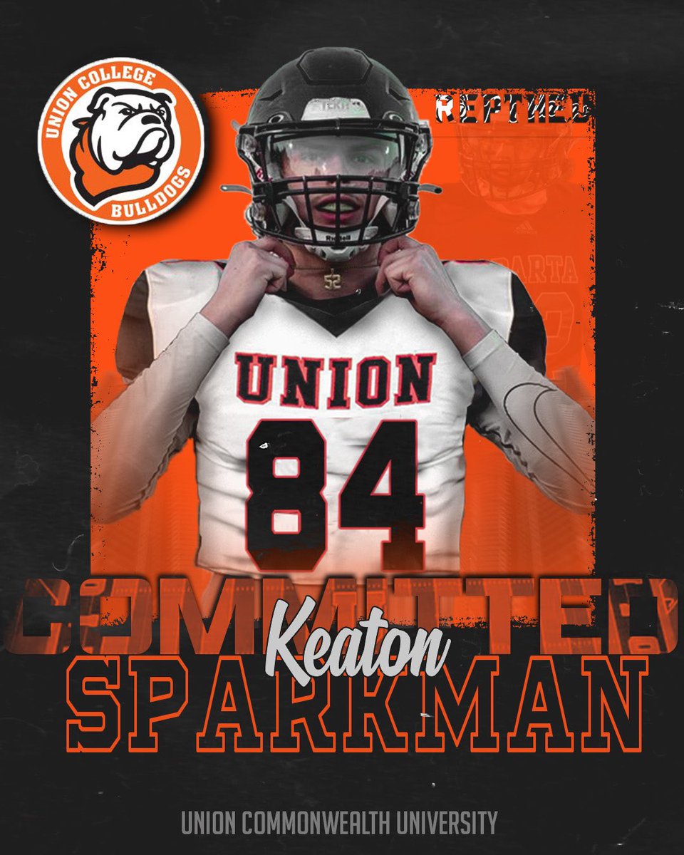 KeatonSparkman2's tweet photo. Commitment to The “U” 🟠⚫️🐶🏈, I want to thank God first and foremost for blessing me with the opportunity to achieve a childhood dream, as well as my family for always supporting me while playing football. I also want to express my gratitude to my all my coaches over years in youth football, travel football, middle school and White County High School for their time and efforts in helping me develop into the greatest student and athlete I could be.  Lastly, THANKS and much LOVE to all my teammates over the years without the brotherhood we had I wouldn’t have become the player who I am today. With that being said, I have decided to attend Union Commonwealth University and play college football!
#RepTheU @CoachLuttrell49 @SeanScottFB @UnionBulldogFB @UnionBulldogs