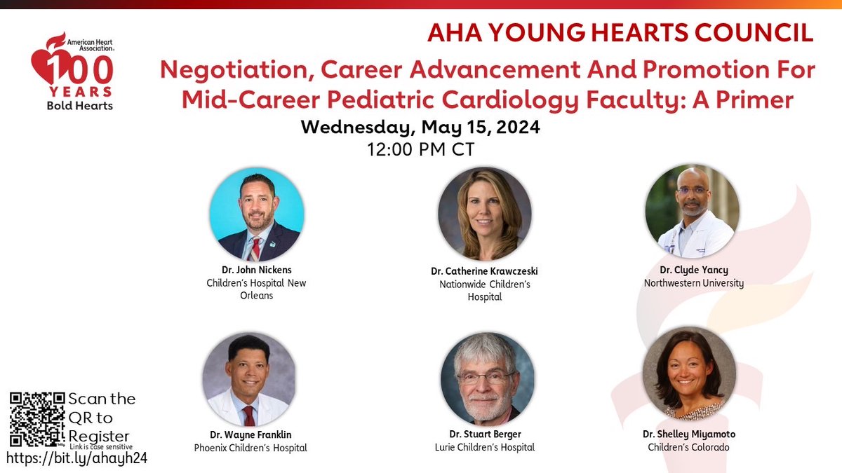 ✅ This excellent lunch and learn @AHAMeetings ❓How to navigate promotion from assistant to associate professor? ❓Build your clinical, research, QI and programs and much more Register 👉 bit.ly/ahayh24 @FredWuMD @daniel_forsha