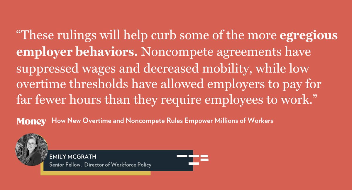 Two federal rules released last week will boost pay for millions of Americans and allow them to change jobs more freely. TCF's Emily McGrath and @EvermoreMichele spoke to @HardyJournalism @Money about the long-awaited changes: bit.ly/3Uz6mYG