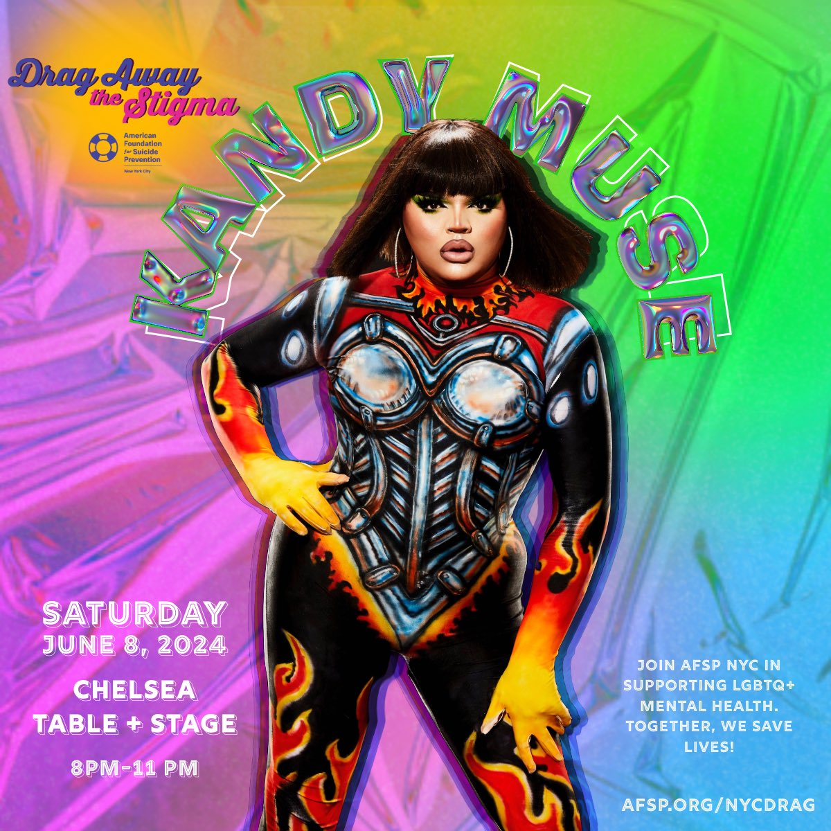 Today 5/3 is the last chance to get 20% off with code: nycdragearlybird Join us for a night of fabulosity & fundraising with NYC’s premiere drag performers! Enjoy captivating performances, drinks & more while supporting the fight to #StopSuicide! AFSP.org/nycdrag